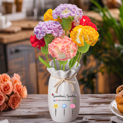 Bouquet de Fleurs au Crochet Fait Main – Roses, Tulipes ou Œillets en Fil Doux | Jessemade