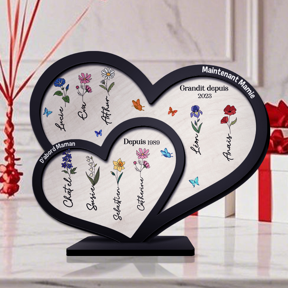 [Copy]À ma Maman/Mamie-Décoration en Bois 1-6 Prénoms Personnalisés Décoration la main dans la main | Jessemade