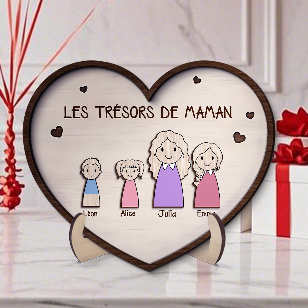 À Maman-Cœur en bois personnalisé – décoration avec prénoms d’enfants | Jessemade
