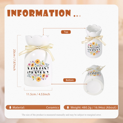 À ma Maman-Vase à Fleurs avec Ruban 1 Prénom Personnalisé Vase en Céramique (sans fleurs) | Jessemade