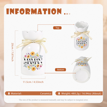 À ma Maman-Vase à Fleurs avec Ruban 2 Prénoms Personnalisés Vase en Céramique (sans fleurs) | Jessemade