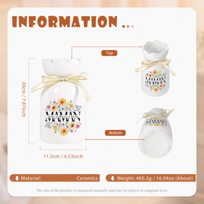 À ma Maman-Vase à Fleurs avec Ruban 3 Prénoms Personnalisés Vase en Céramique (sans fleurs) | Jessemade