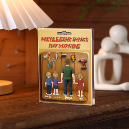 Plaque Acrylique Personnalisée Fête des Pères – « Meilleur Papa du Monde » – Cadeau avec 1-5 Prénoms des Enfants | Jessemade