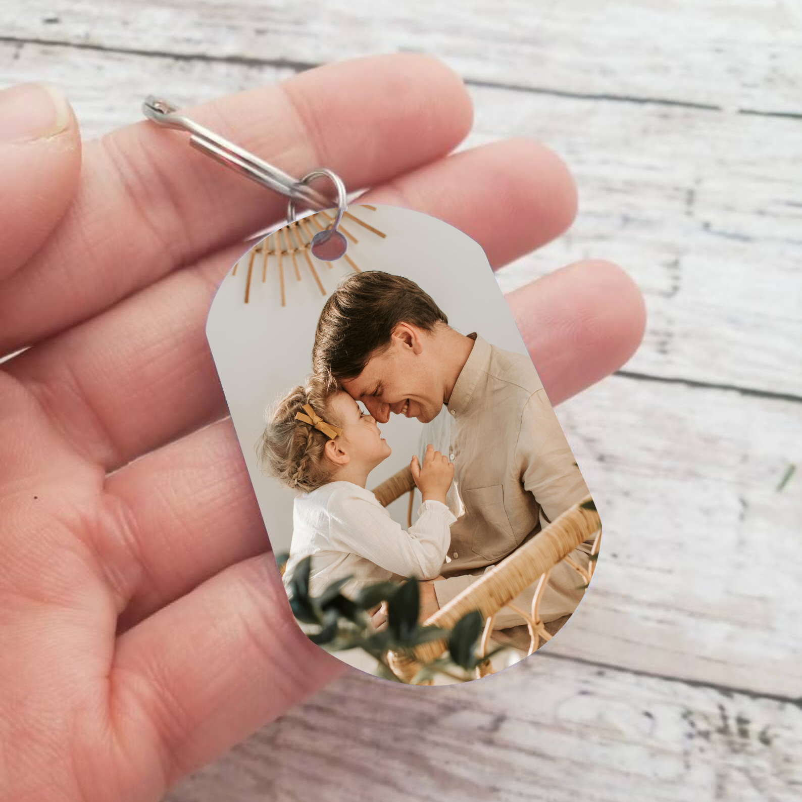 À mon Papa-Porte-Clés Personnalisé Foot avec 2 Prénoms et Poings avec Photo Cadeau Unique Lien Familial  | Jessemade