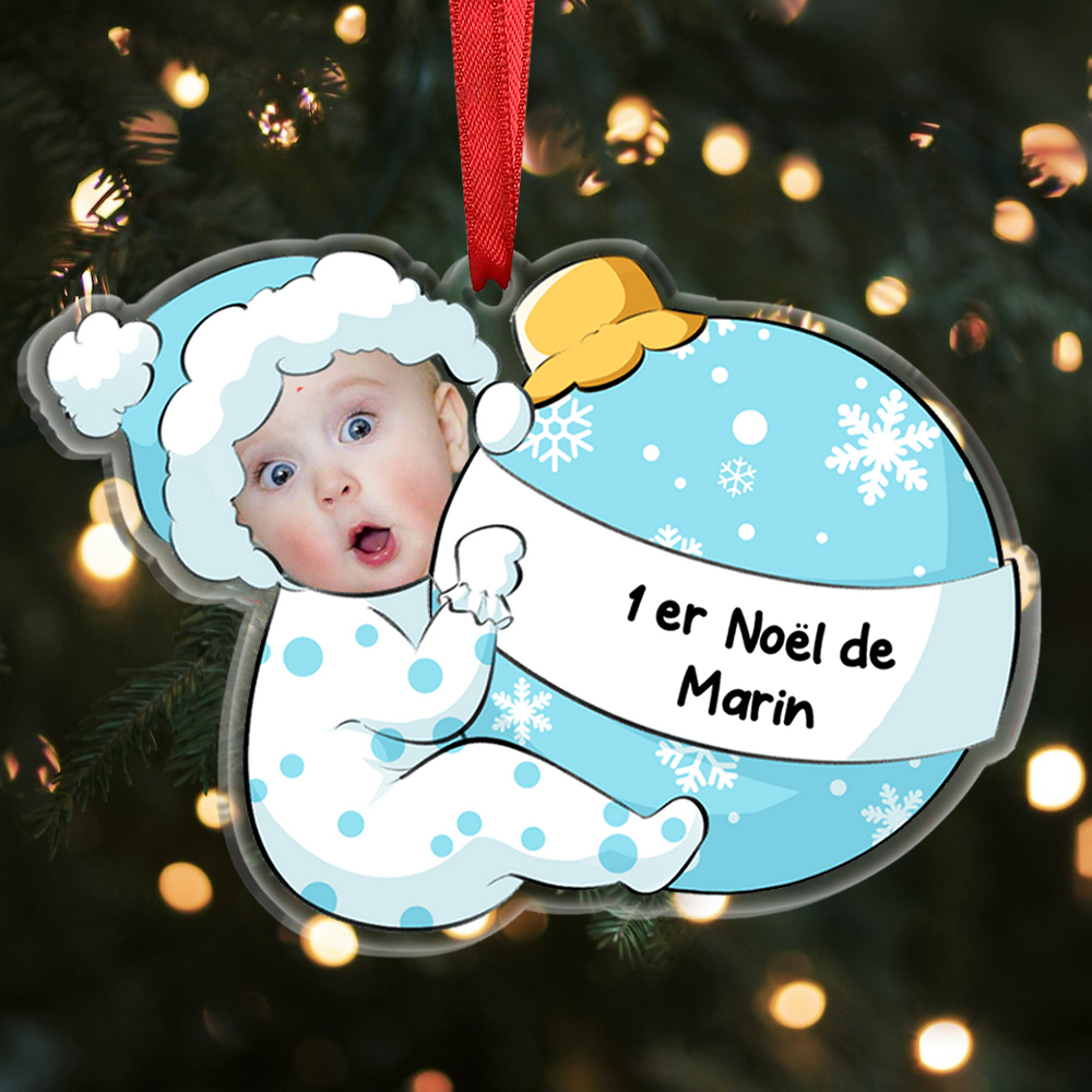 [Copy]Ornements de Noël Bébé en Acrylique Photo et Prénom Personnalisés