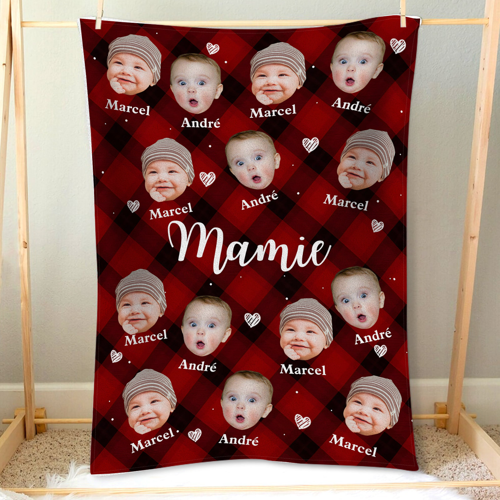À Mamie - Plaid en flanelle 1-5 Prénoms Personnalisés avec Photos des Enfants Couverture Personnalisé pour Mamie | Jessemade