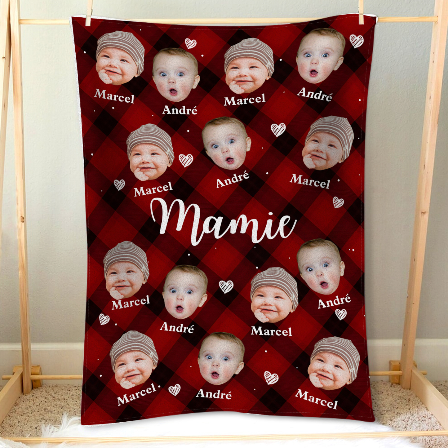 À Mamie - Plaid en flanelle 1-5 Prénoms Personnalisés avec Photos des Enfants Couverture Personnalisé pour Mamie | Jessemade