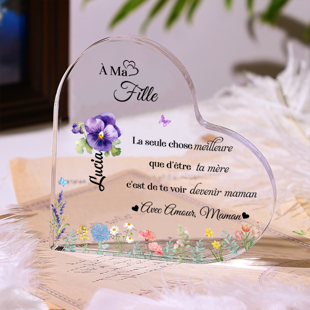 [Copy]À Maman - Plaque Acrylique Cœur 5 Textes Personnalisé Le jour où tu es devenue ma maman Déco de Maison | Jessemade
