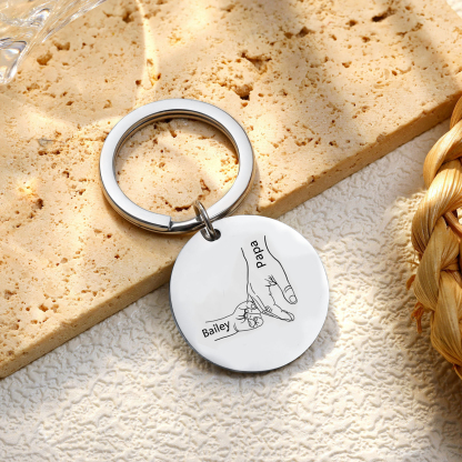 À mon Papa - Porte-Clés La Main Dans La Main 2 Prénoms Personnalisé