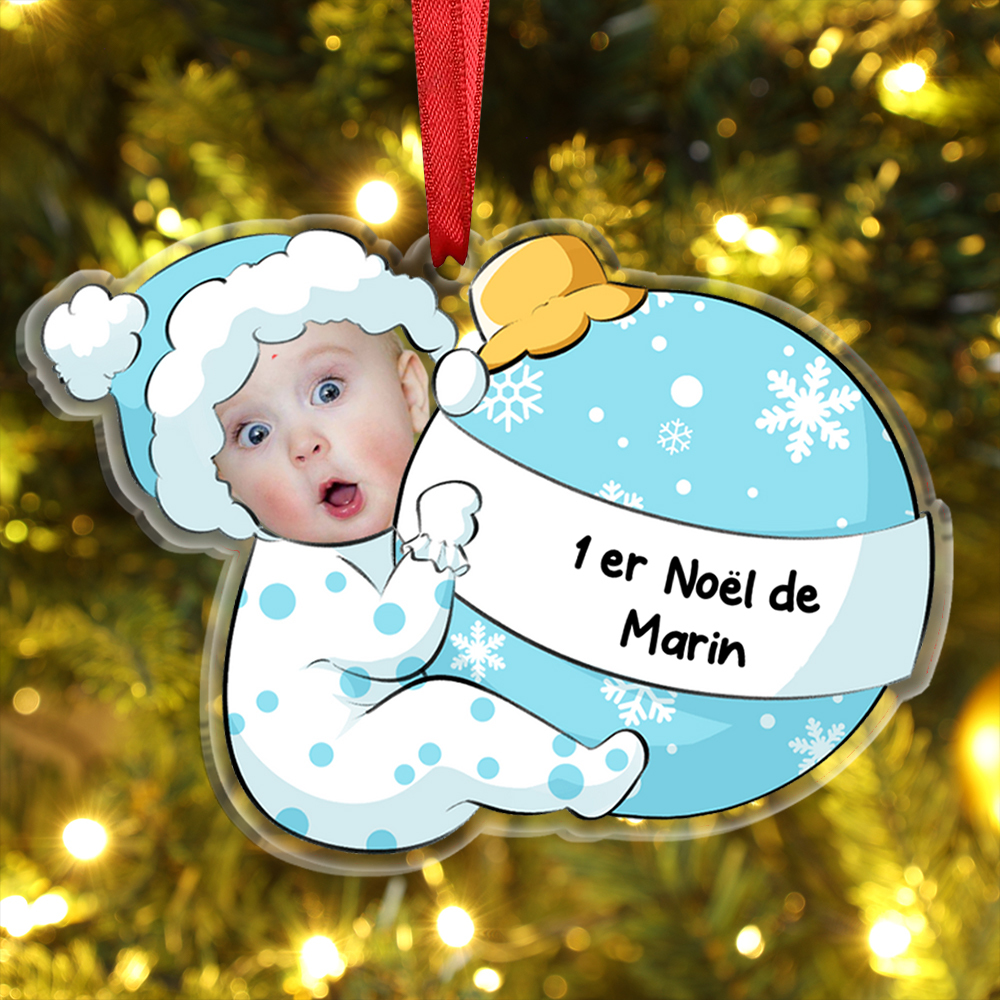 [Copy]Ornements de Noël Bébé en Acrylique Photo et Prénom Personnalisés