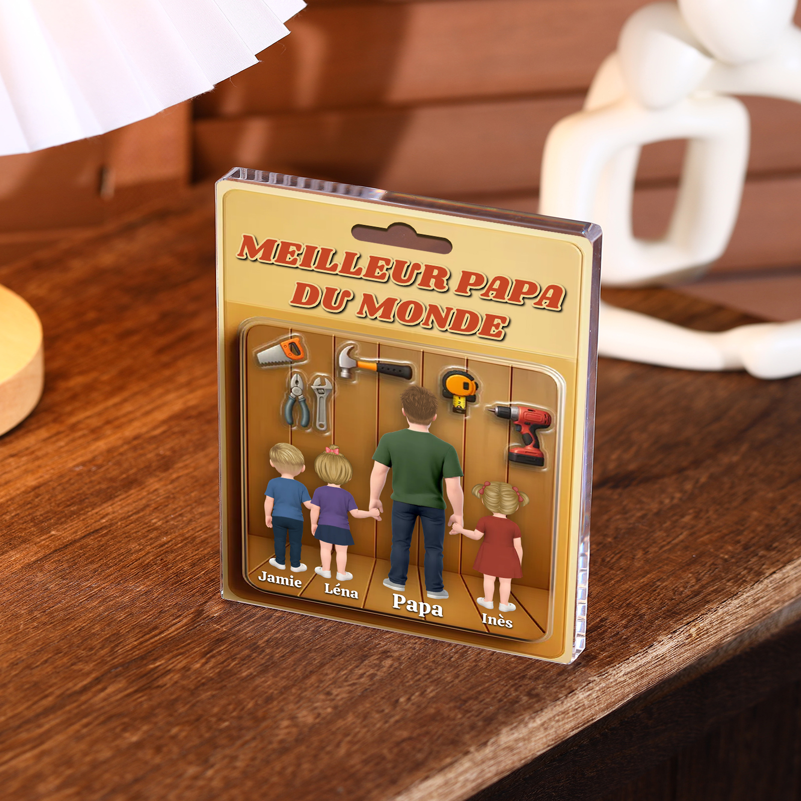 Plaque Acrylique Personnalisée Fête des Pères – « Meilleur Papa du Monde » – Cadeau avec 1-5 Prénoms des Enfants | Jessemade