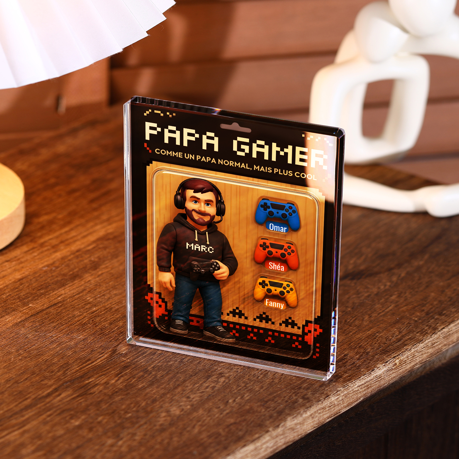 Plaque Acrylique Papa Gamer Personnalisée 2 à 11 prénoms - Cadeau pour Papa | Jessemade
