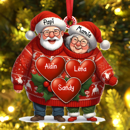 À Mamie et Papi Décoration Sapin Noël en acrylique 3-8 Prénoms Personnalisés Cadeau Émotionnel pour famille | Jessemade