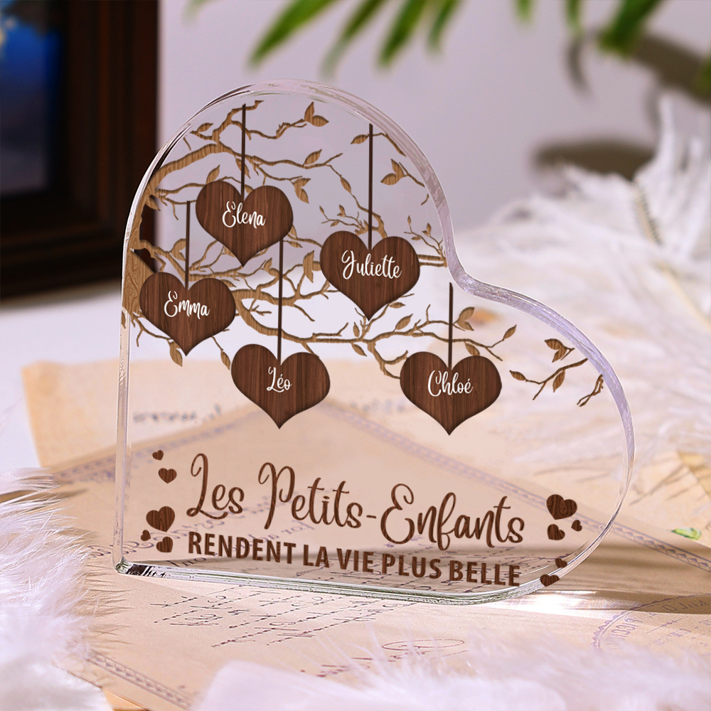 [Copy]Plaque Acrylique en Forme de Cœur 1-6 Prénoms Personnalisés Jardin de Mamie