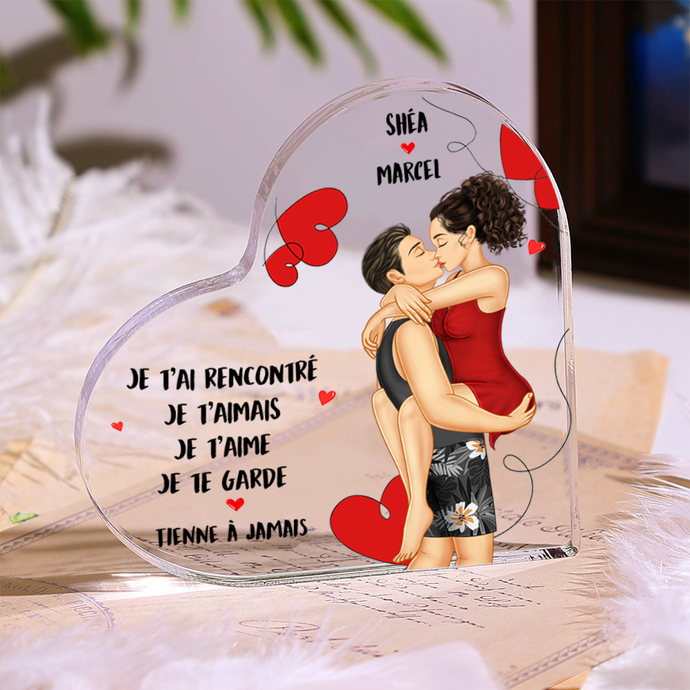 Plaque Acrylique Cœur 2 Prénoms Personnalisés Couple Romantique Cadeua pour couple Saint-Valentin | Jessemade