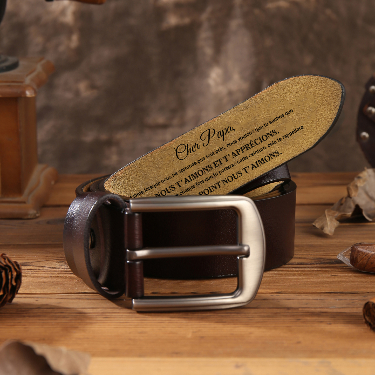 À mon Père - Ceinture en Cuir 1-6 Prénoms Personnalisés Cadeau pour Homme | Jessemade