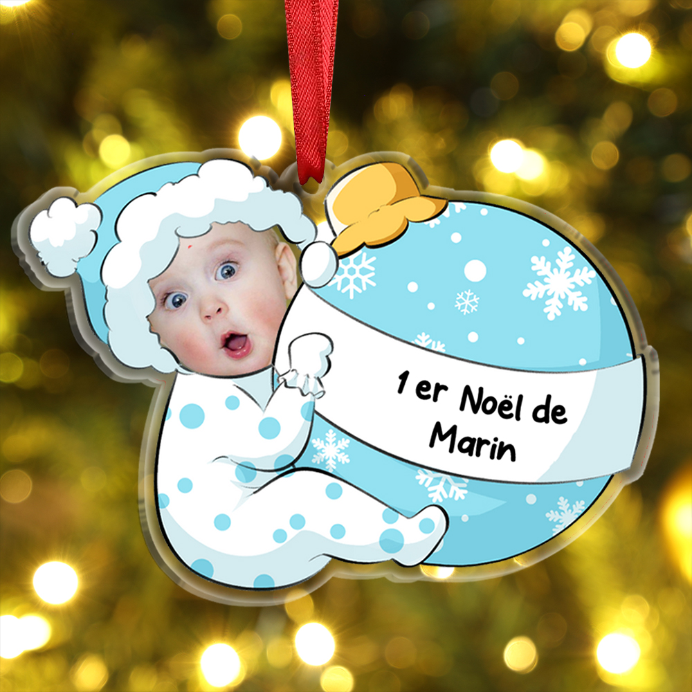 [Copy]Ornements de Noël Bébé en Acrylique Photo et Prénom Personnalisés