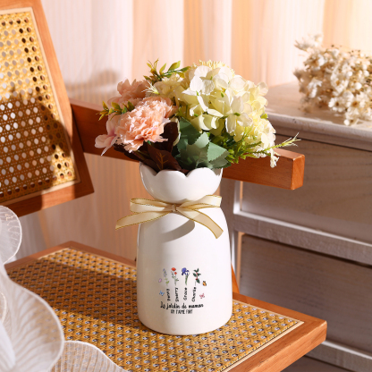 À Maman/Mamie - Vase Personnalisés avec 1-6 Prénoms et 2 Textes Vase en Céramique (sans fleurs) | Jessemade