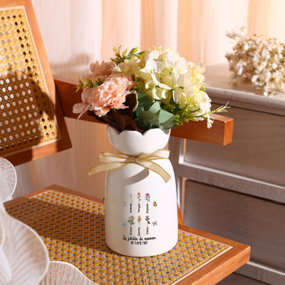 À Maman/Mamie - Vase Personnalisés avec 1-6 Prénoms et 2 Textes Vase en Céramique (sans fleurs) | Jessemade