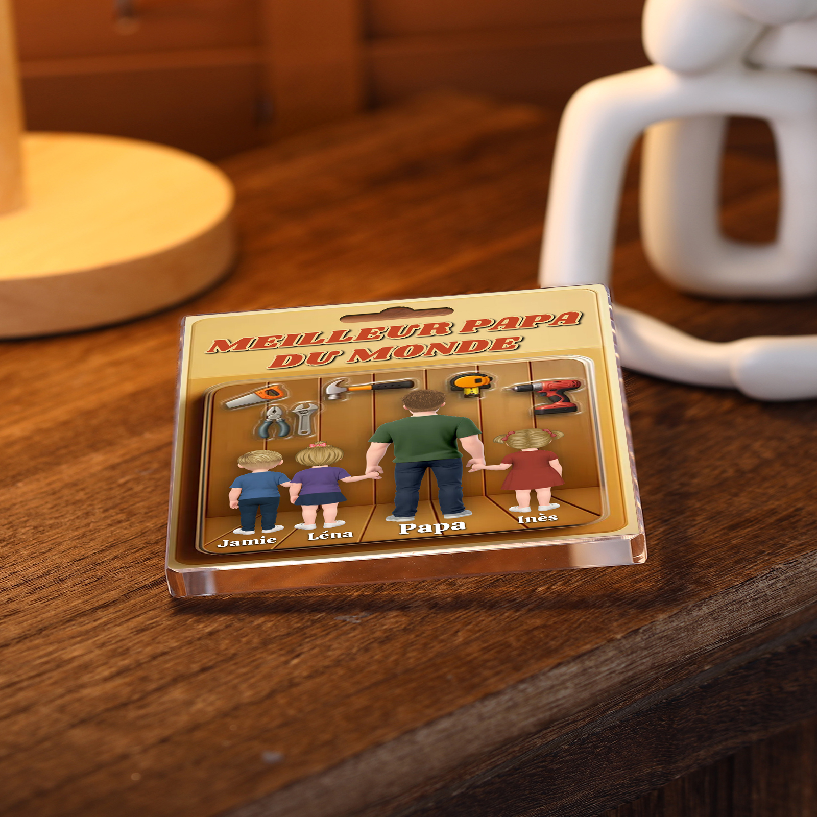 Plaque Acrylique Personnalisée Fête des Pères – « Meilleur Papa du Monde » – Cadeau avec 1-5 Prénoms des Enfants | Jessemade