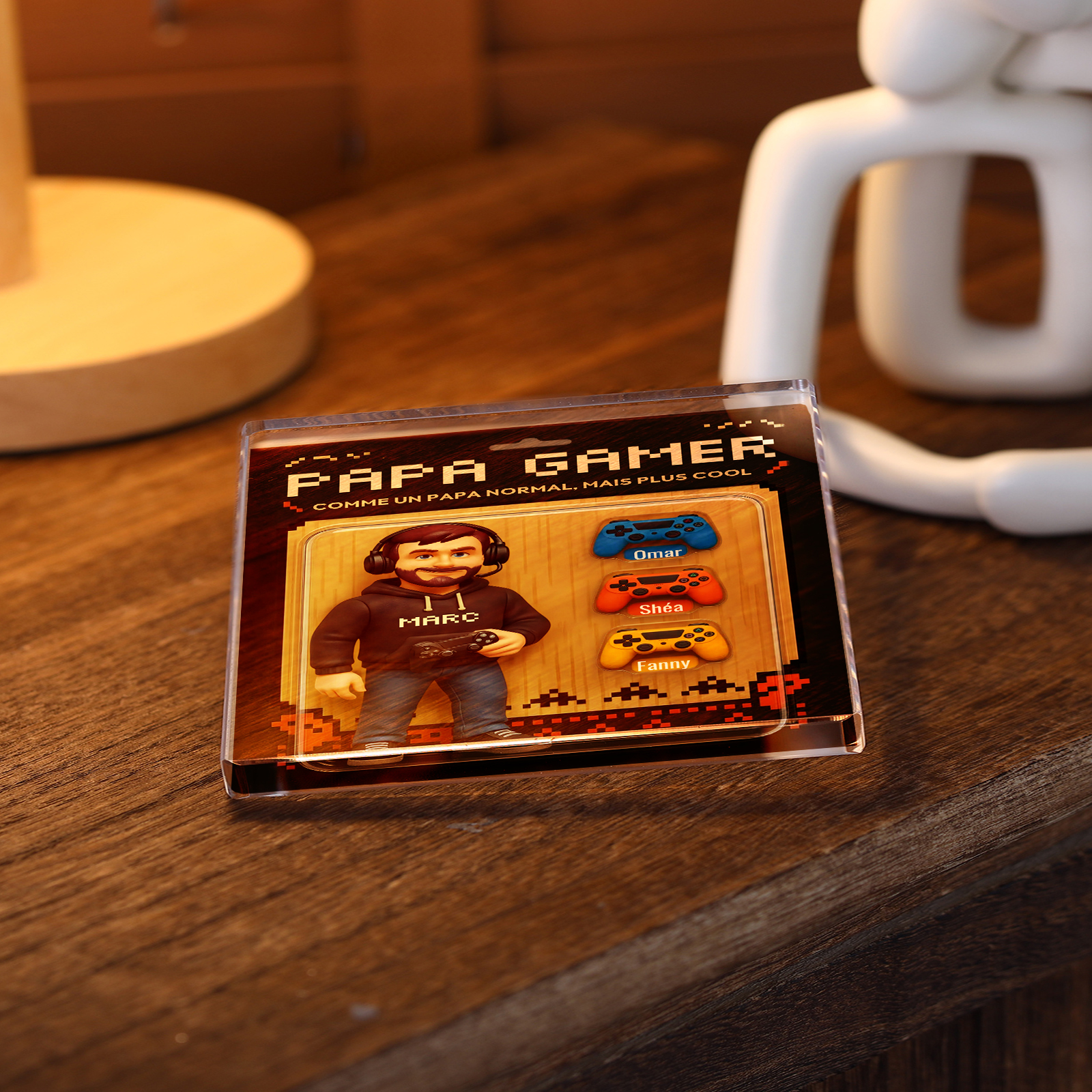 Plaque Acrylique Papa Gamer Personnalisée 2 à 11 prénoms - Cadeau pour Papa | Jessemade