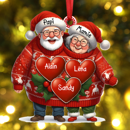 À Mamie et Papi Décoration Sapin Noël en acrylique 3-8 Prénoms Personnalisés Cadeau Émotionnel pour famille | Jessemade