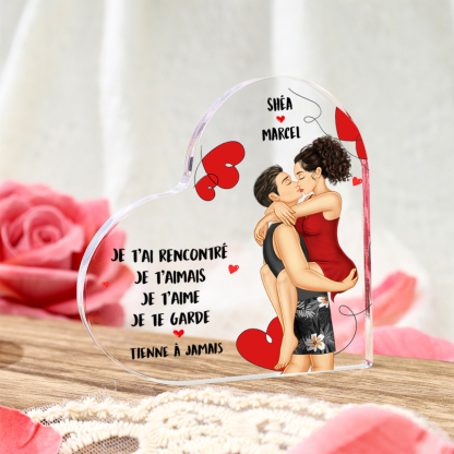 Plaque Acrylique Cœur 2 Prénoms Personnalisés Couple Romantique Cadeua