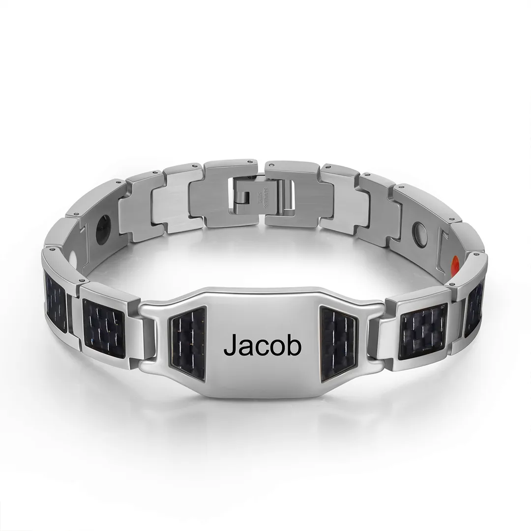 Bracelet magnétique 1 Prénom Personnalisé en Acier au titane