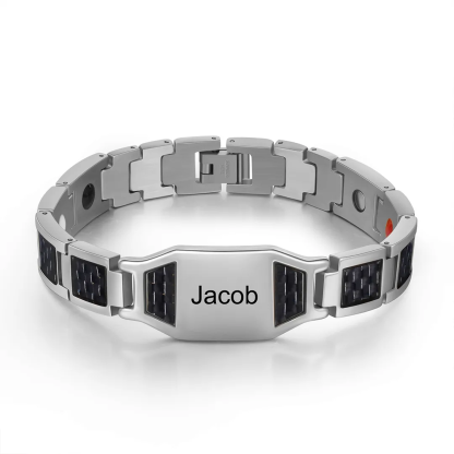 Bracelet magnétique 1 Prénom Personnalisé en Acier au titane