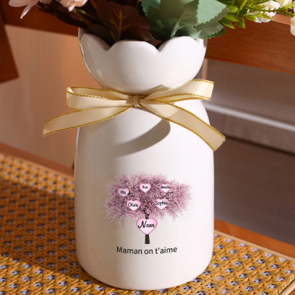 À Maman/Mamie - Vase Personnalisés avec 3-8 Prénoms et 1 Texte Vase en Céramique (sans fleurs) | Jessemade