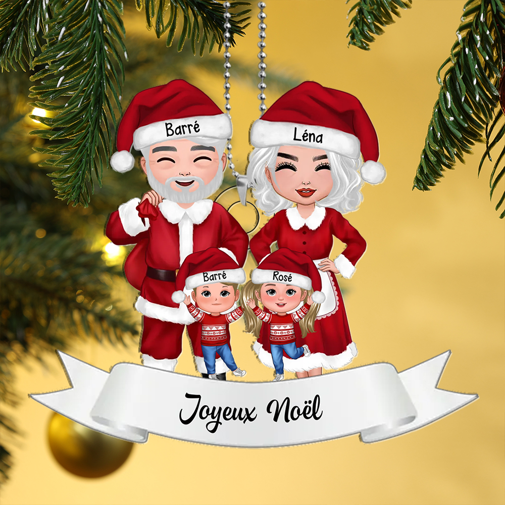 Décoration Sapin Noël Croix ailes et cardinal 2 Prénoms Personnalisés Cadeau pour mamie et papi | Jessemade