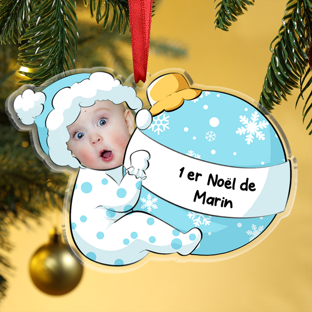 [Copy]Ornements de Noël Bébé en Acrylique Photo et Prénom Personnalisés