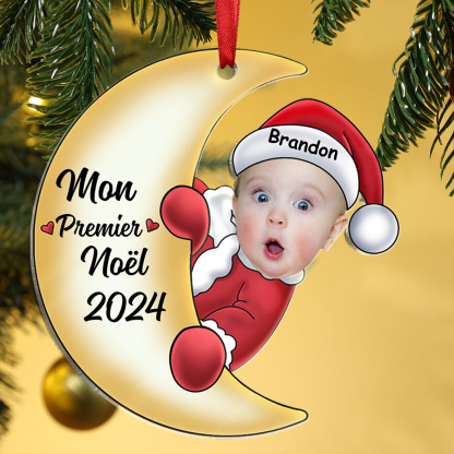 Décoration Sapin Noël Bébé en Acrylique Photo et Prénom Personnalisés Cadeau pour enfant | Jessemade