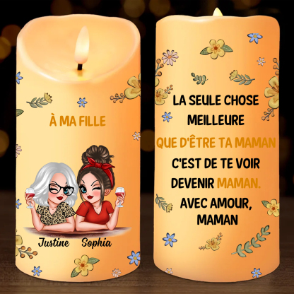 À ma Fille-Bougie LED 2 Prénoms Personnalisés Bougie Électronique Cadeau lumineux et touchant de Maman à sa Fille | Jessemade