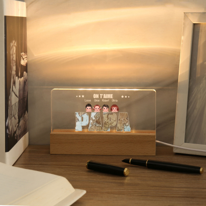 [Copy]À Maman -  Lampe LED Personnalisés avec 2 Prénoms et Illustrations Fleurs Veilleuse Personnalisée pour Maman | Jessemade