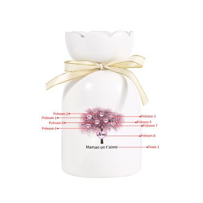 À Maman/Mamie - Vase Personnalisés avec 3-8 Prénoms et 1 Texte Vase en Céramique (sans fleurs) | Jessemade