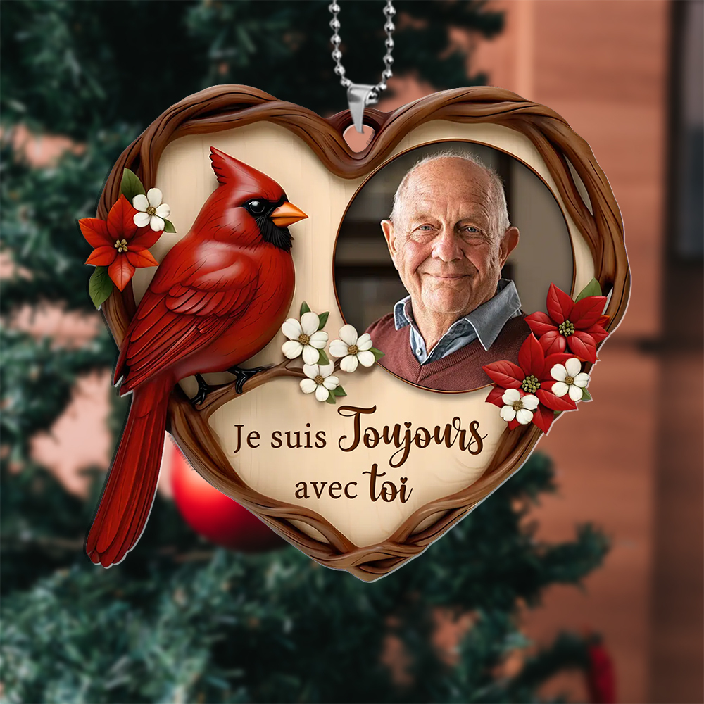Décoration Sapin Noël Cardinal Mémorial Photo Personnalisée