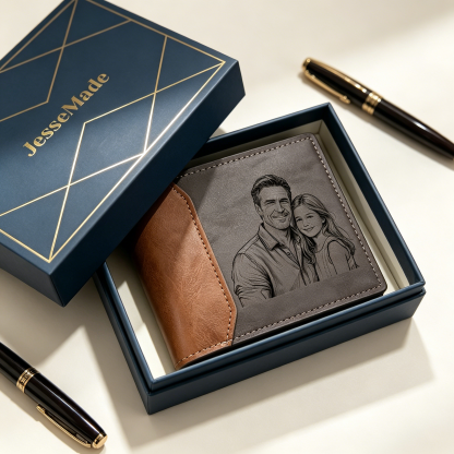 Portefeuille Nom Personnalisé avec photo Homme Porte-Monnaie Carte pour Homme | Cadeau Fête des Pères | Jessemade