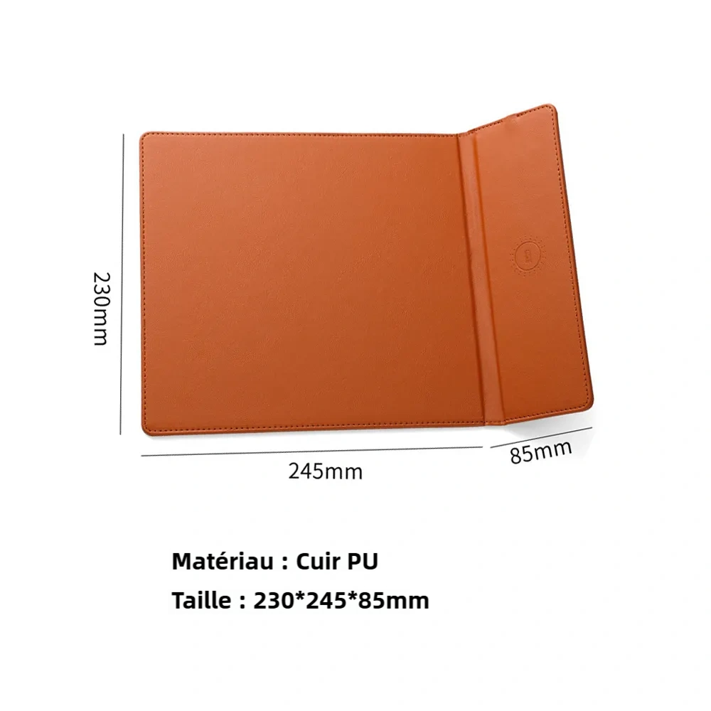 Sous-main de bureau personnalisé en cuir avec fonction de charge sans fil, Tapis de souris avec 1 à 6 Prénoms et Poing
