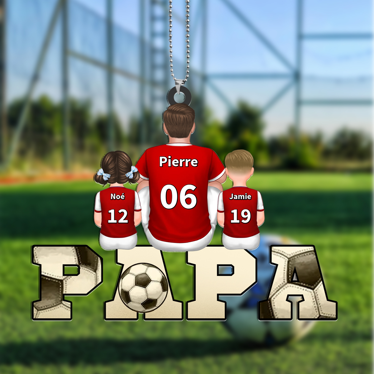 Ornement/Porte-Clés familial : maillot de football personnalisé pour papa
