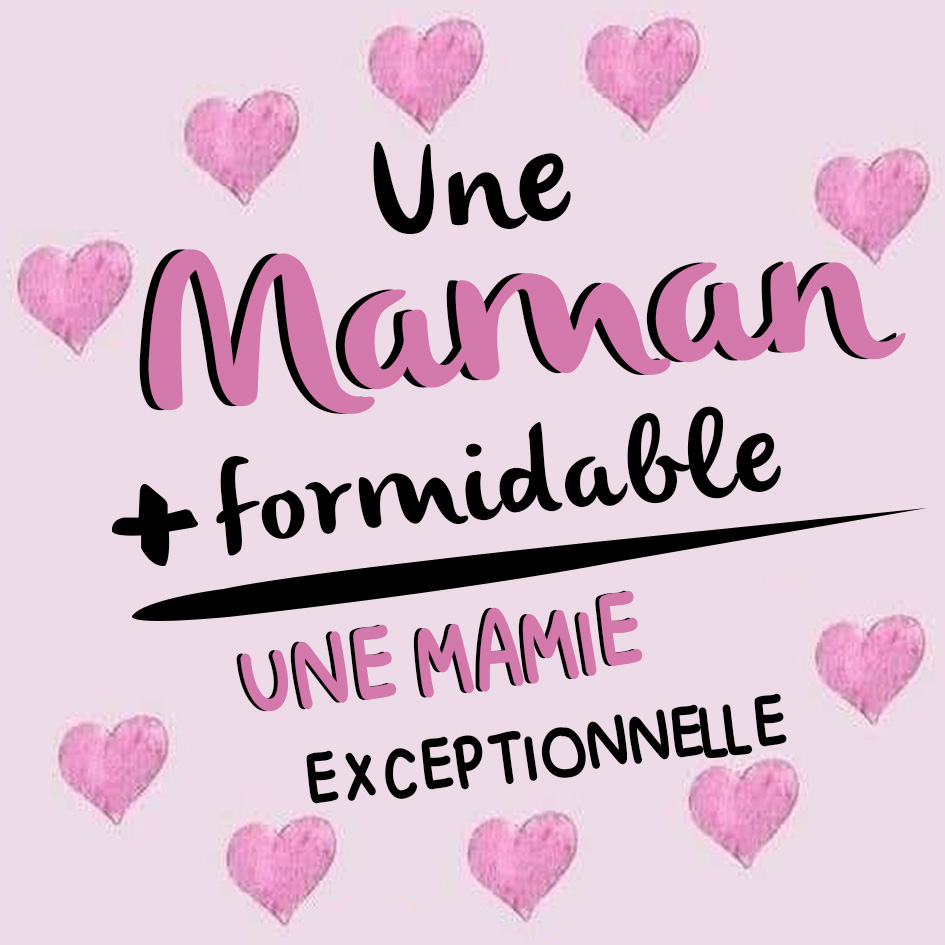 À ma Mamie - Carte avce message « Une Maman formidable + une Mamie exceptionnelle » Cadeau Fête des Grands-Mères pour Mamie | Jessemade