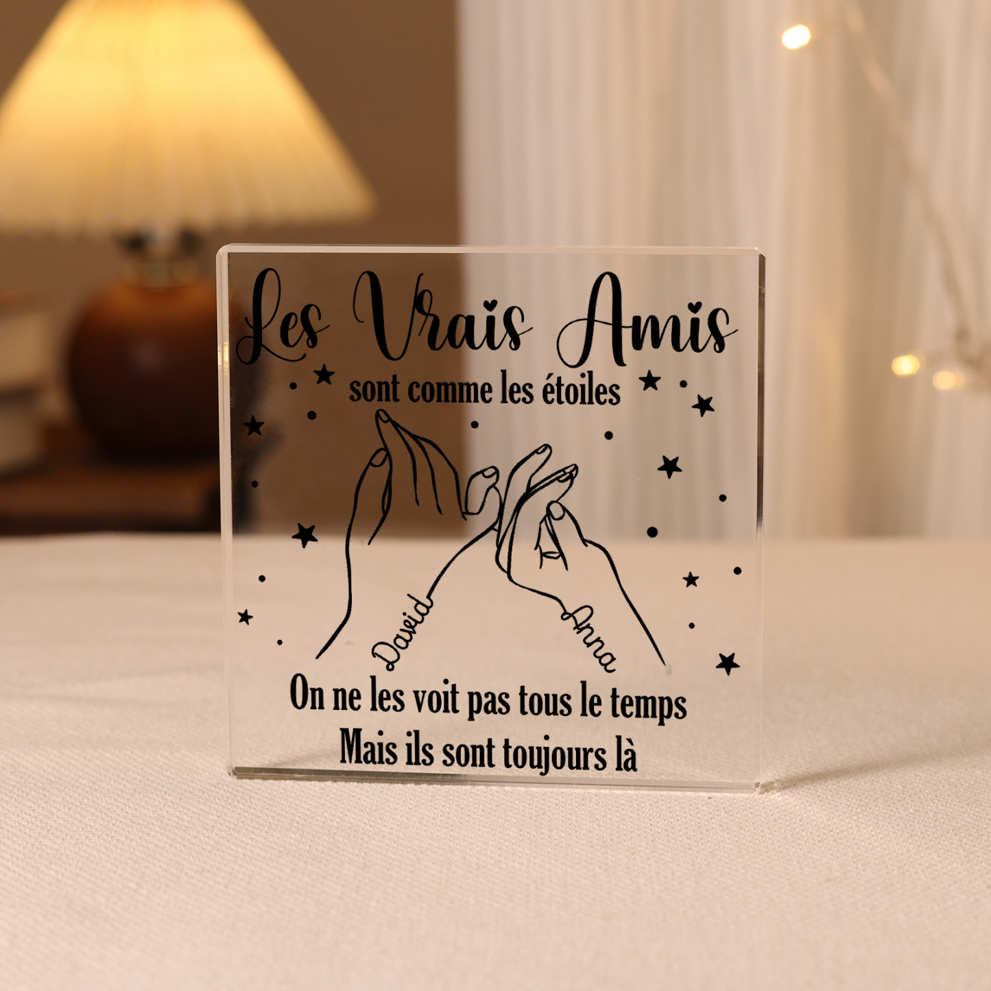 À Meilleure Amie - Plaque Acrylique Carrée Promesse du petit doigt 2 Prénoms Personnalisés | Jessemade
