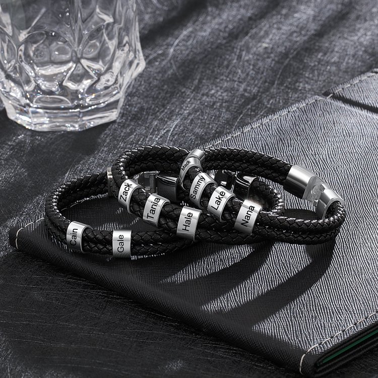 À mon Papa - 1-8 Noms Bracelet Cuir tressé Personnalisé Bracelet Homme