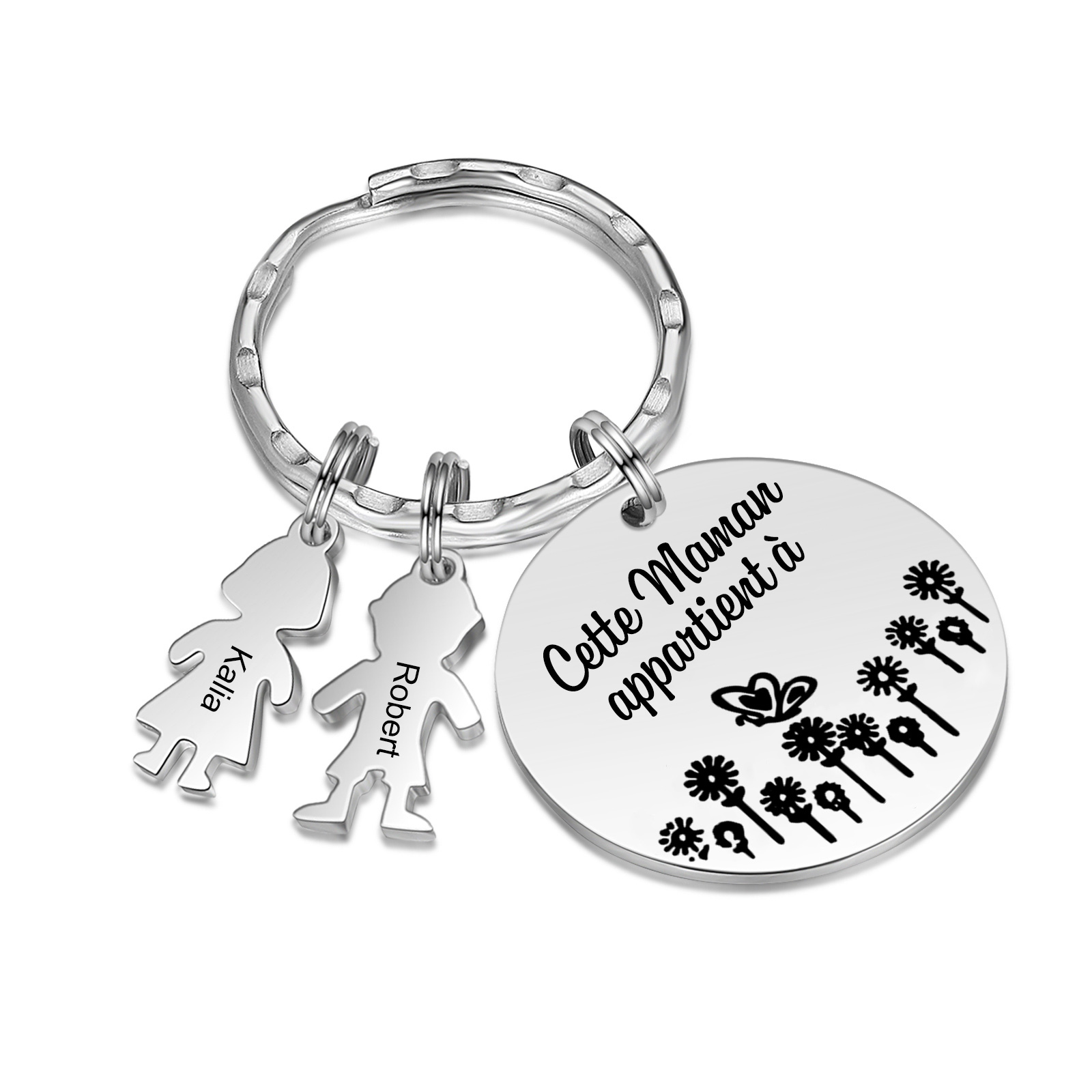 À Ma Maman - 1-5 Noms Porte-Clés Personnalisés Avec Breloques Enfants
