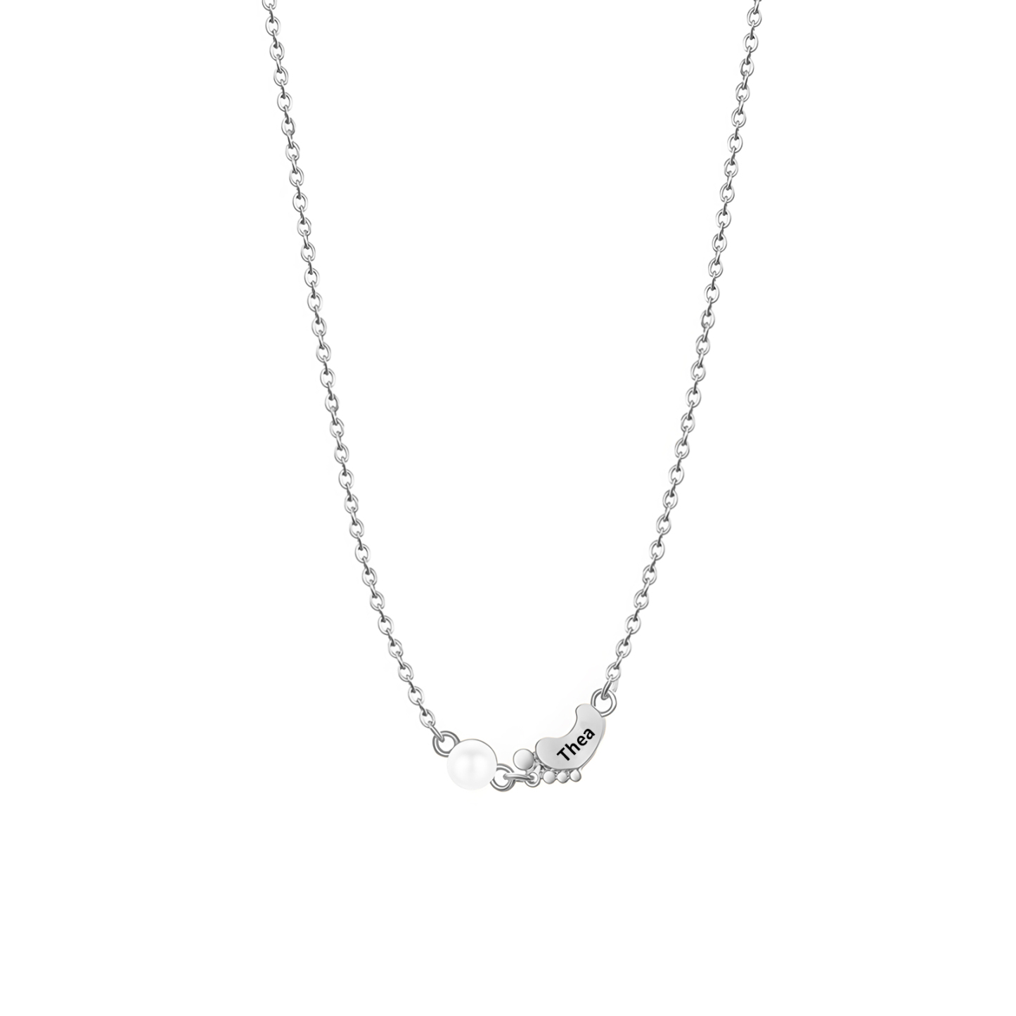 Collier Pieds Bébé et Perles 1 Prénom Personnalisé Collier Femmes
