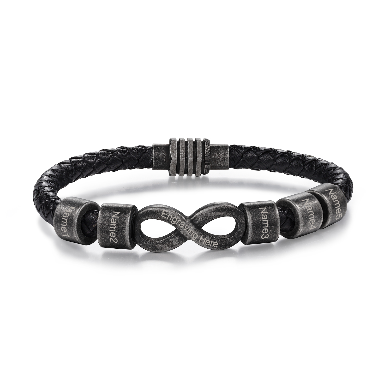 2-5 Noms Bracelet Infini Vintage Personnalisés avec Texte Bracelet Homme