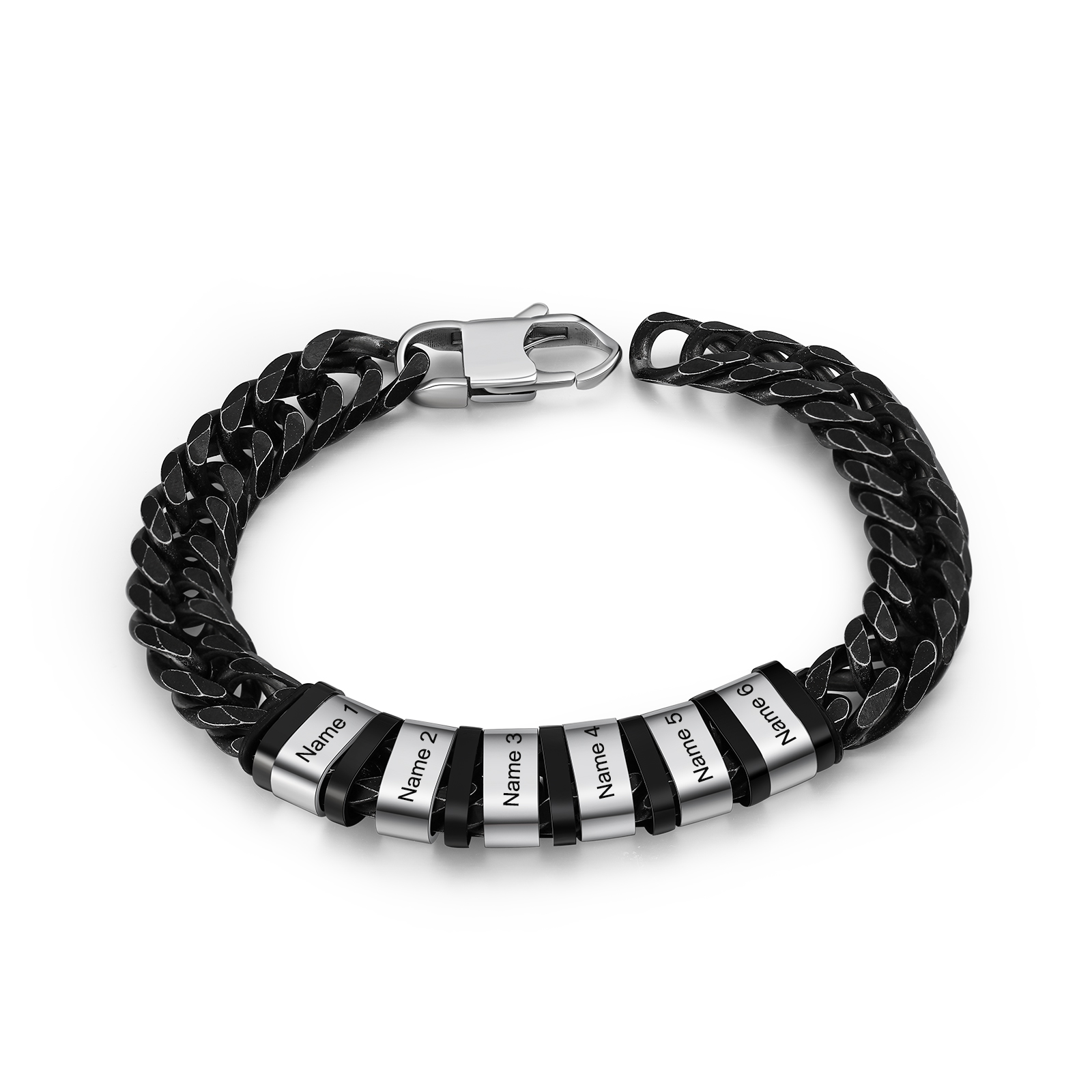 Bracelet Gourmette en acier inoxydable 6 Prénom Personnalisé Bracelet Homme