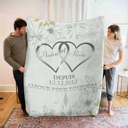 Plaid personnalisé avec prénoms et date – Cadeau unique et touchant pour vos proches | Jessemade