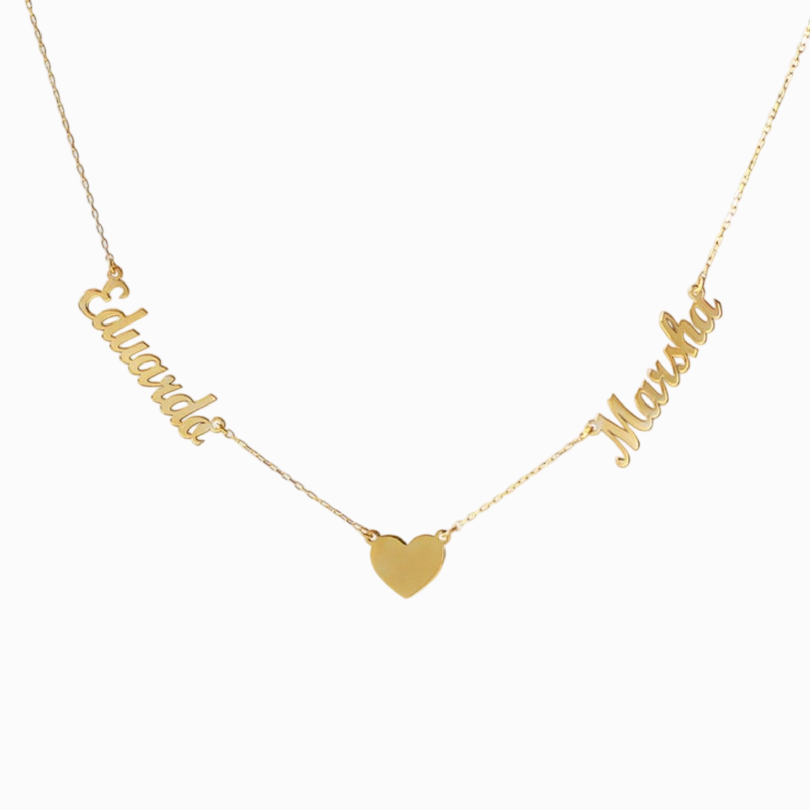 Collier Coeur 2 Prénoms Prénom Personnalisés Bijoux en Argent 925｜Jessemade