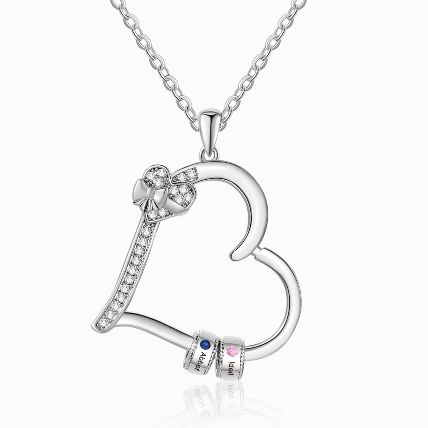 Collier Coeur Personnalisé 2-5 Prénoms et Pierres de Naissance Collier Femme｜Jessemade